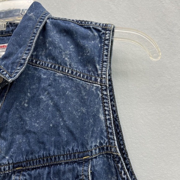 True Religion Denim Dress Small Chambray Blue Splattered Western - Picture 5 of 14